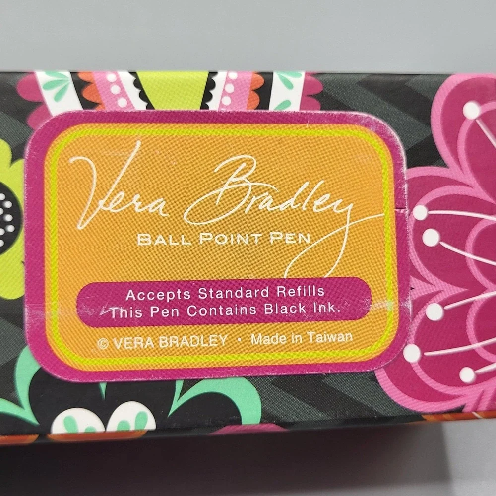 Vera Bradley Ballpoint Pen Ziggy Zinnia Floral Chevron Black Ink 11002-163 Pink